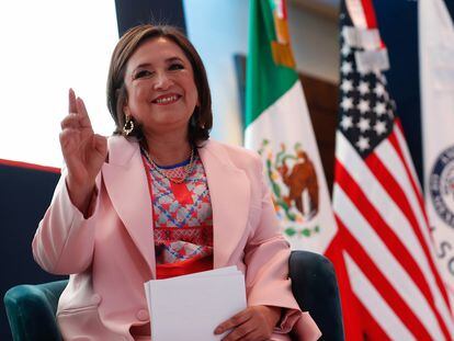 Xóchitl Gálvez en un foro con la American Society en Ciudad de México, el 29 de enero.