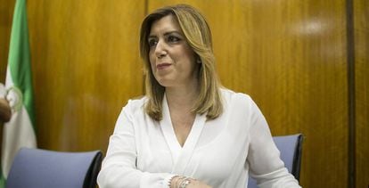 Susana Díaz, durante la comisión de investigación este miércoles.