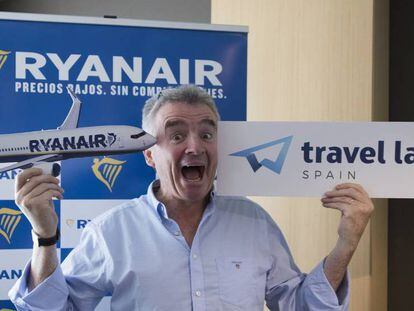 El consejero delegado, Michael O'Leary, durante la rueda de prensa.