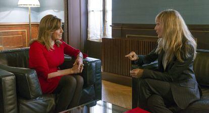 Susana D&iacute;az y Carmen Castilla, ayer, en San Telmo.