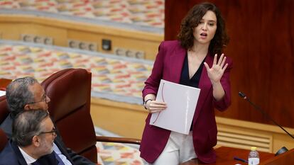 Ayuso, este jueves en la Asamblea de Madrid.