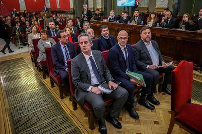 Los acusados en el juicio del 'procés', durante una de las sesiones. 