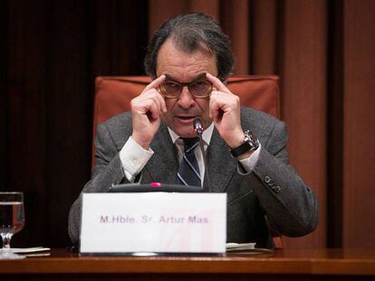 Artur Mas, davant la Comissió d'Afers Institucionals del Parlament.