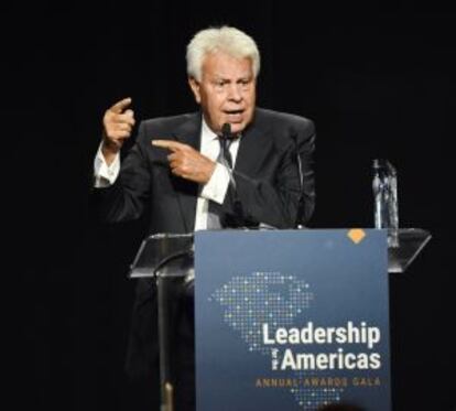 Felipe González en Washington este martes.