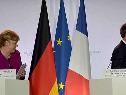 La canciller Angela Merkel y el presidente Emmanuel Macron, en Toulouse