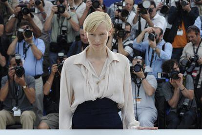 Tilda Swinton, ayer en Cannes.