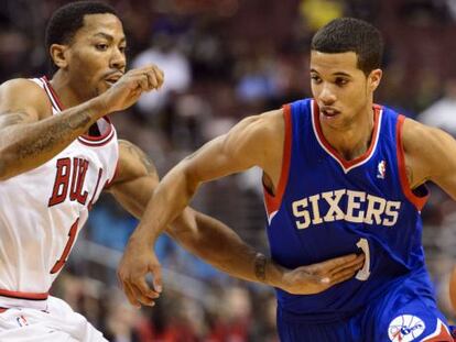 Carter-Williams intenta superar a Derrick Rose