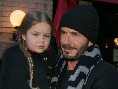 David Beckham y su hija Harper el pasado 14 de febrero en Nueva York.
