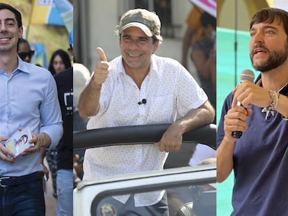 Juan Carlos Upegui, Alejandro Char y Jaime Pumarejo, de izquierda a derecha, en imágenes de sus redes sociales.
