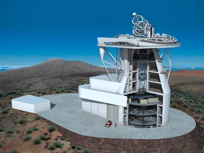 Aspecto que tendrá el Telescopio Solar Europeo en las cumbres de la isla de La Palma.