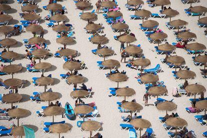 Playa de la Cala En Porter (Menorca), este jueves.