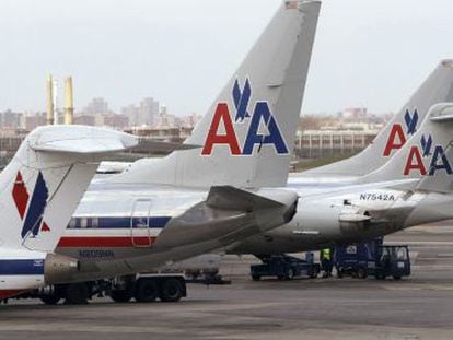 Aviones de American Airlines en el aeropuerto de LaGuardia de Nueva York.