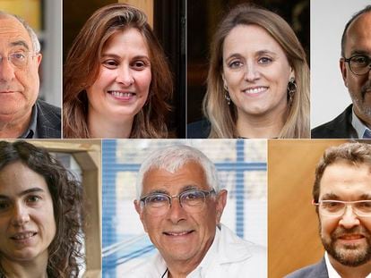 Los nuevos consejeros del Gobierno de la Generalitat. De izquierda a derecha y de arriba a abajo: Joaquim Nadal, Meritxell Serret, Natàlia Mas, Carles Campuzano, Gemma Ubasart, Manel Balcells y Juli Fernández.