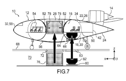 Sección longitudinal del avión. El plano describe el innovador sistema de embarque imaginado por los técnicos de Airbus.