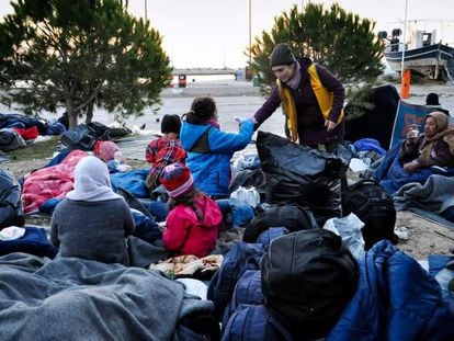 Refugiados en el campo de refugiados de la isla de Chios (Grecia).