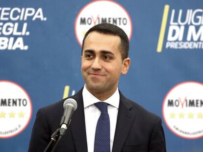 El candidato, Luigi di Maio en una rueda de prensa el 5 de marzo. En vídeo, declaraciones de Salvini y de Luigi di Maio, líder del Movimiento 5 Estrellas.
