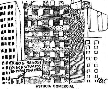 Els dibuixos de Cesc a les planes d’'El Correo Catalán' entre 1974 i 1975 són una agudíssima crònica de la situació urbanística de Barcelona al final del franquisme.