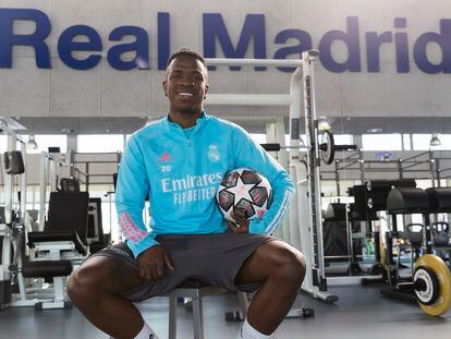 Vinicius, en el gimnasio de la ciudad deportiva del Real Madrid.