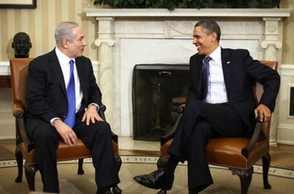 El presidente de EE UU, Barack Obama, y el primer ministro israel&iacute;, Benjamin Netanyahu  en Washington.
