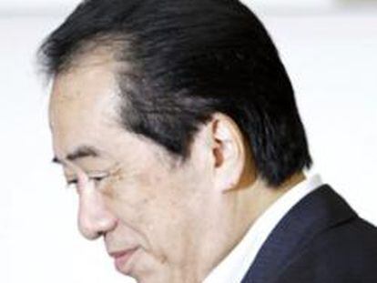 El primer ministro japonés Naoto Kan a la llegada de la reunión con el Partido Democrático de Japón (DPJ).Re