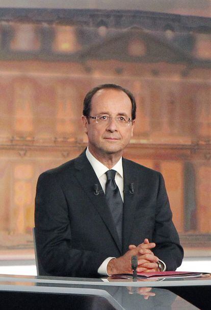François Hollande, en los momentos previos al debate.