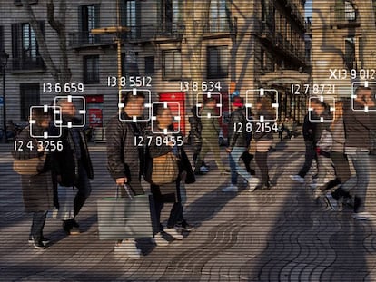 Simulació d'una càmera de vigilància a la Rambla de Barcelona.