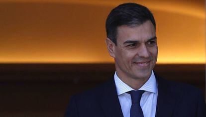 Pedro Sánchez, este martes en el Palacio de la Moncloa.