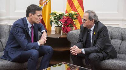 Reunión entre el presidente del Gobierno, Pedro Sánchez y el president de la Generalitat, Quim Torra.