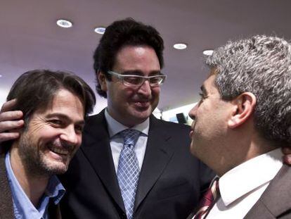 D'esquerra a dreta: Oriol Pujol, David Madí i Francesc Homs.