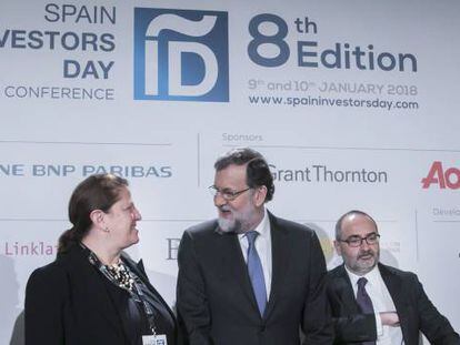 El presidente del Gobierno, Mariano Rajoy (al centro), durante la apertura del Spain Investors Day.