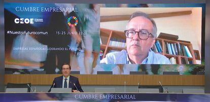 El copresidente de Barceló, Simón Pedro Barceló, durante su intervención en la cumbre empresarial Empresas españolas liderando el futuro