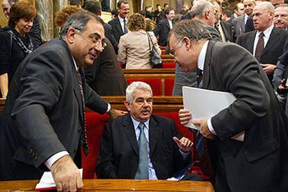 Pasqual Maragall, tras su intervención ante el pleno del Parlamento de Cataluña.