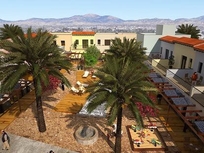 Una simulación del proyecto de vivienda colaborativa de la cooperativa Ágora en la ciudad de Alicante.