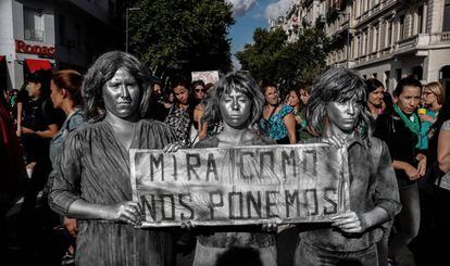Manifestación del Día de la Mujer, el pasado 8 de marzo, en Buenos Aires. 