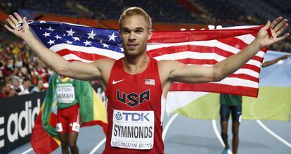 El estadounidense Nick Symmonds, tras ganar la plata en Moscú.