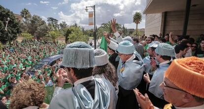 Manifestación de la marea verde en el rectorado de la Universidad de las Islas Baleares.