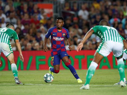 Ansu Fati, la noche de su primera actuación en el primer equipo del Barcelona ante el Betis.