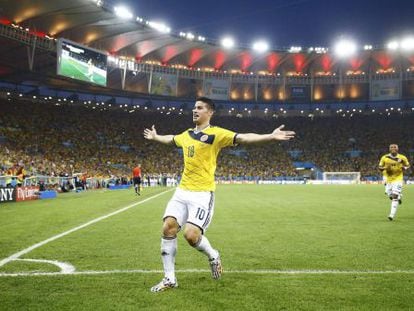 James Rodr&iacute;guez celebra uno de sus goles.