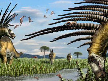 El  Bajadasaurus pronuspinax , hallado en el norte de la Patagonia argentina, era herbívoro y medía unos nueve metros