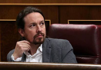 Pablo Iglesias la semana pasada en el Congreso de los Diputados. 