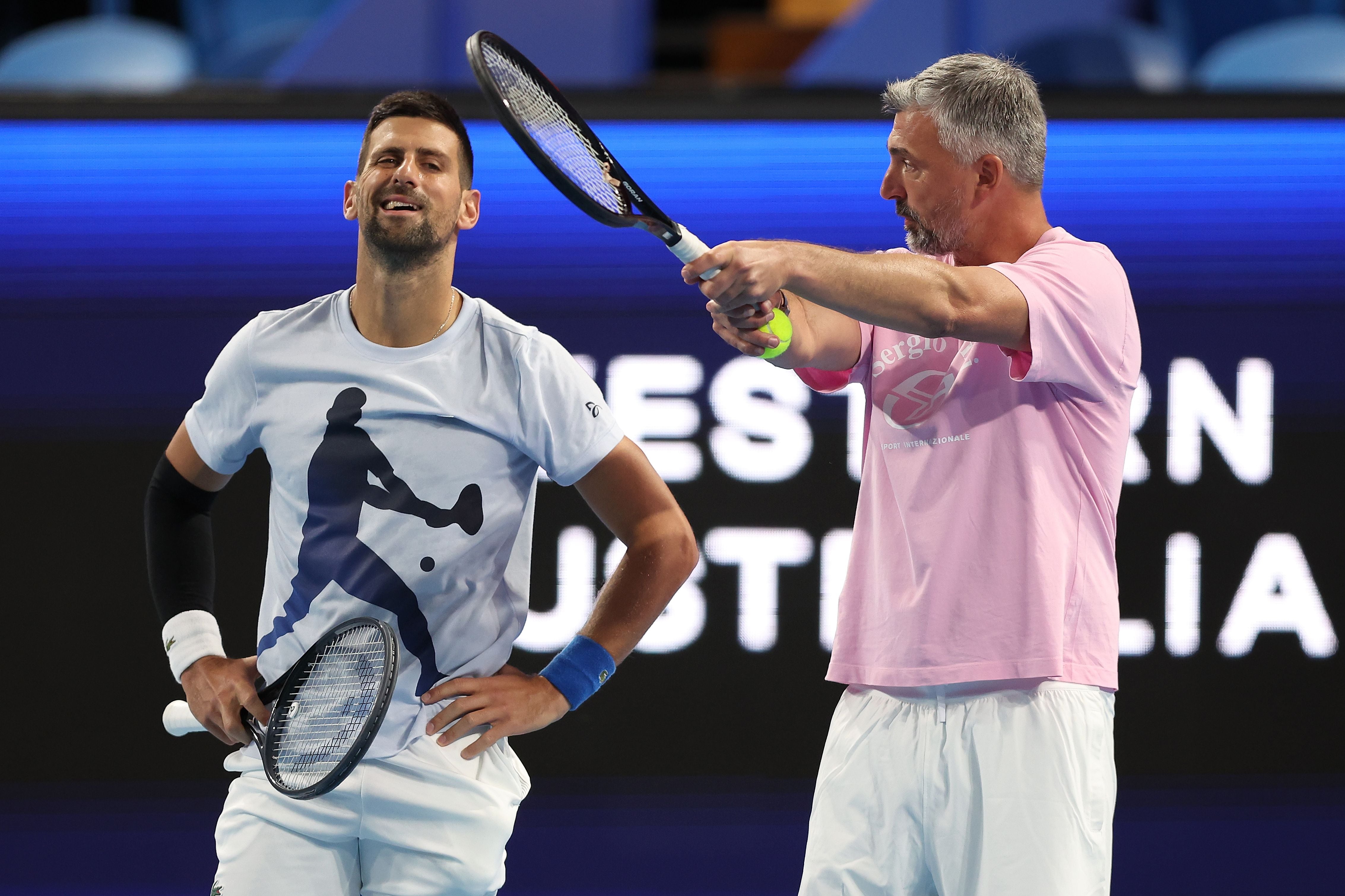 Djokovic e Ivanisevic, durante un entrenamiento a finales de diciembre en Perth.