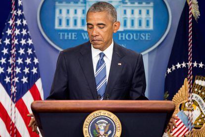 Obama, en una pausa durante su intervención.