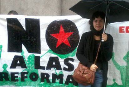 Ana Méndez, estudiante de Filología, en la protesta.