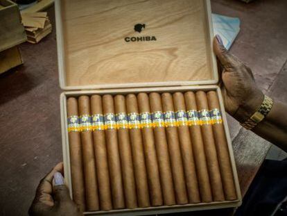 Una caja de puros de la marca Cohiba.