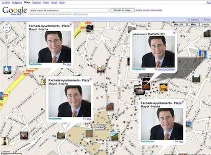 Bill Henry, consejero delegado de Tele Atlas, reproducido en uno de sus mapas de Salamanca.