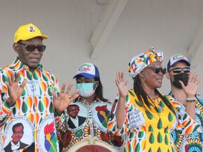 Teodoro Obiang, durante un acto de campaña de las elecciones del 20 de noviembre.