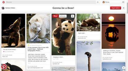Ejemplo de tablón en Pinterest.