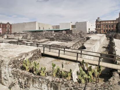 El Templo Mayor azteca está en el casco histórico del DF, cerca de El Zócalo