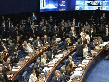 Sesión del proceso contra Dilma Rousseff en el Senado brasileño.