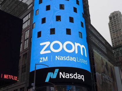 Logo de Zoom en Nueva York.